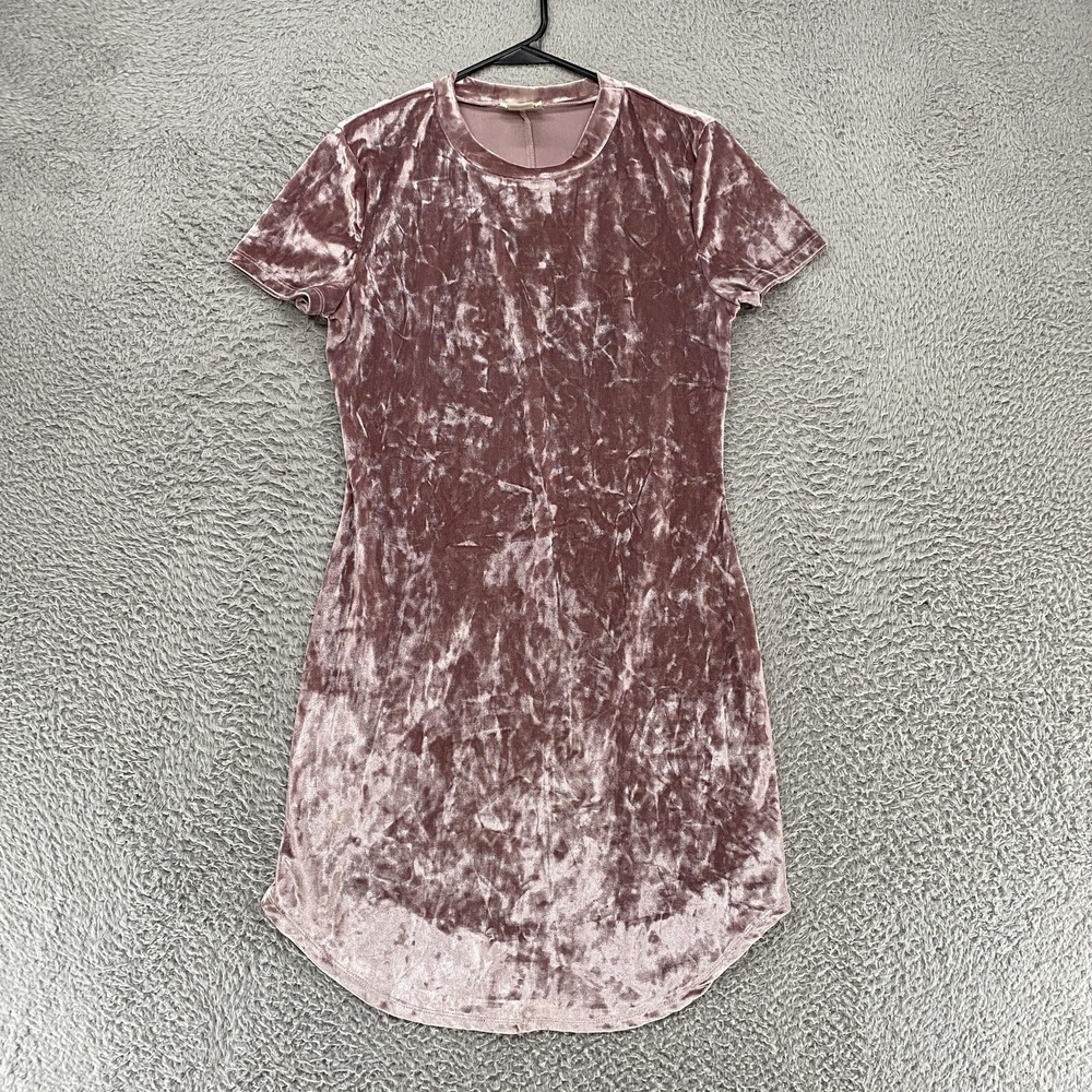 Wet‎ Seal Y2K Dress Womens Medium Pink Crushed Velvet T Shirt Mini Coquette